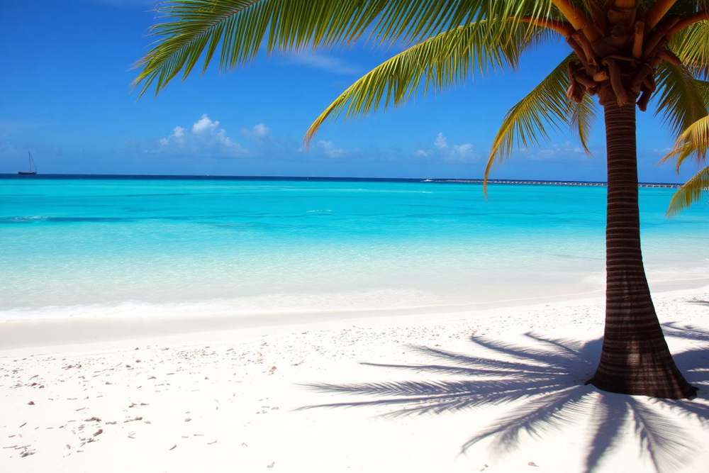 Spiaggia caraibica di Playa Ancón con palme